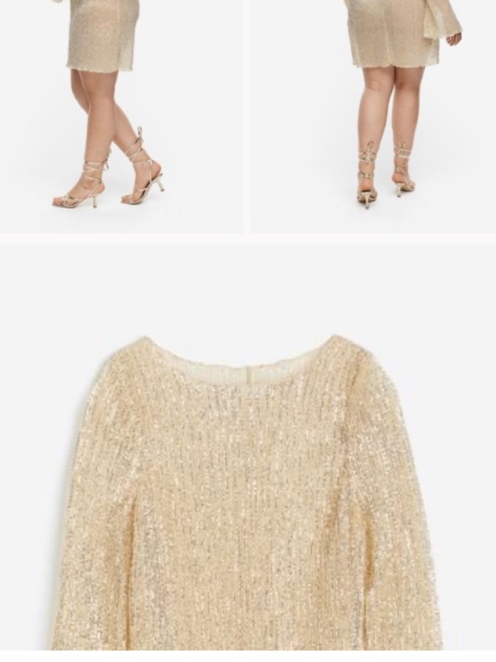 H&M Gold Sequin Cover Up ✨ Beach Festival Sheer Mini Dress Size S - Picture 3 of 3